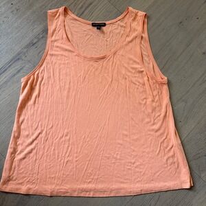 EILEEN FISHER $128 Orange 100% Silk Stretch Scoop Neck Tank Top Size Large